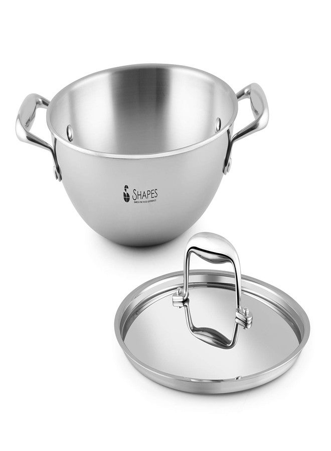 Shapes Stainless Steel Tri-ply All Cooktop Wok (Kadhai) with Lid, Size 28 cm. Capacity 3.8 LTR - Image 1